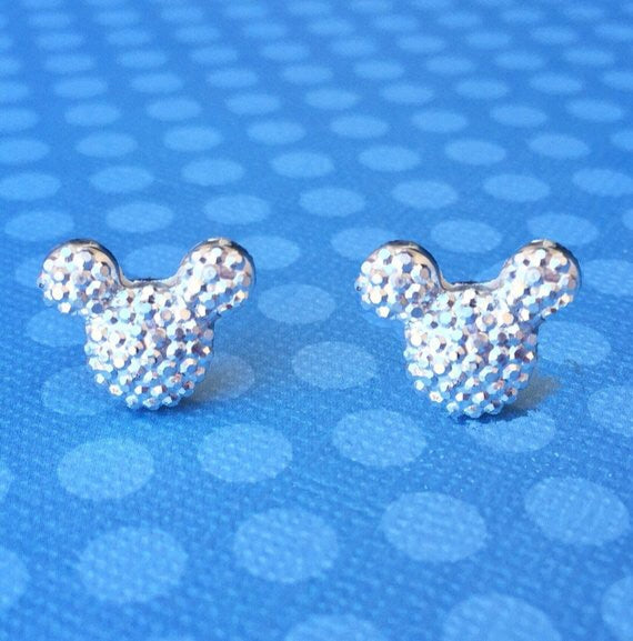 Silver Sparkle Mouse Earrings