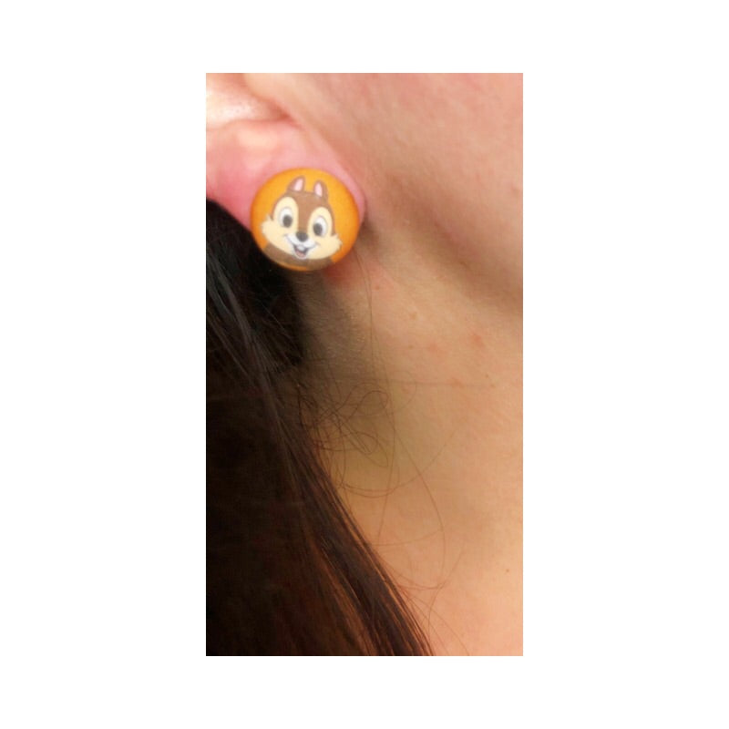 Chipmunk Fabric Button Earrings