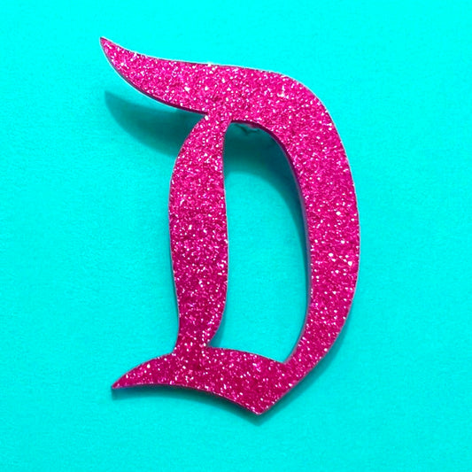 Pink Sparkle “D” Inspired Acrylic Brooch Pin