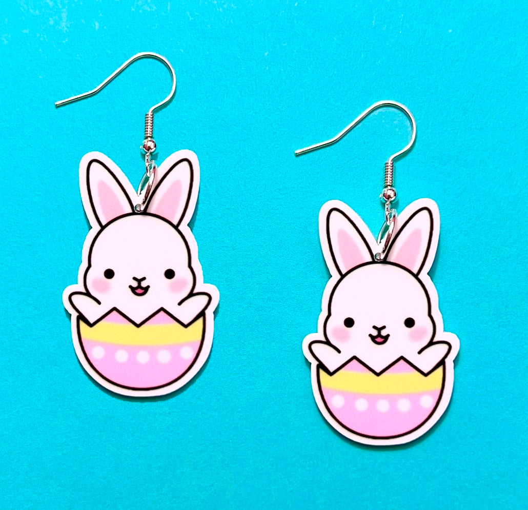 Bunny Easter Egg Acrylic Drop Earrings