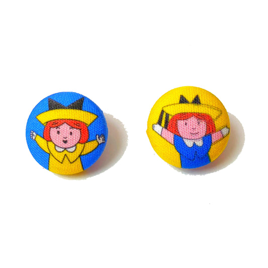 Madeline Inspired Fabric Button Earrings