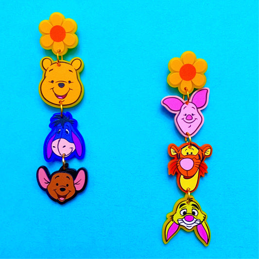 Pooh & Friends Inspired Tiered Acrylic Drop Earrings
