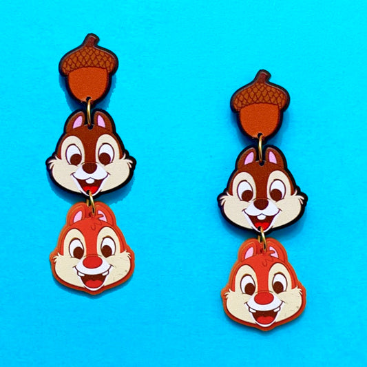 Chipmunks Tiered Acrylic Drop Earrings