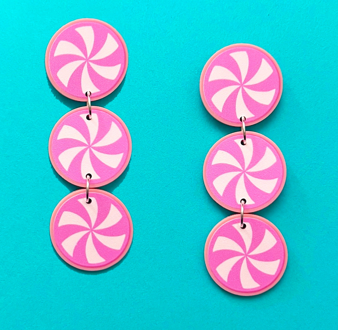 Pink Peppermint Tiered Earrings