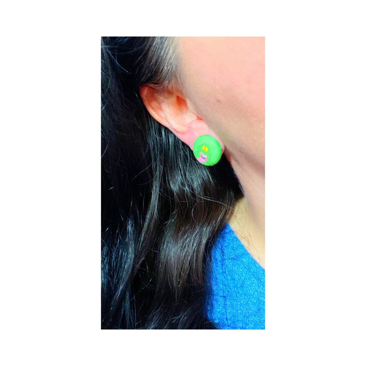 Slimer Fabric Button Earrings