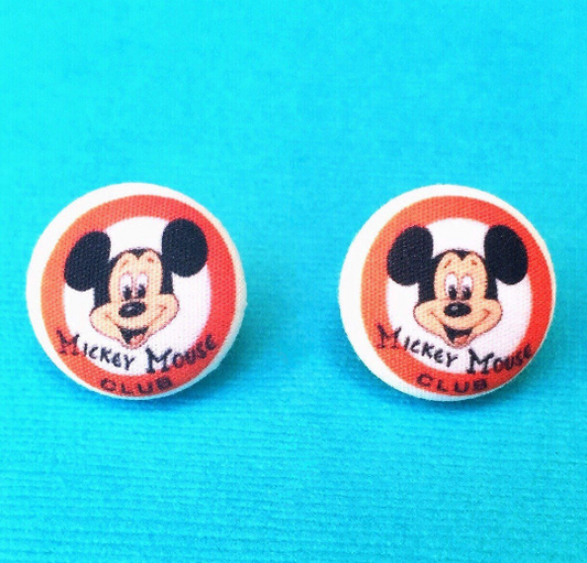 Mouse Club Fabric Button Earrings