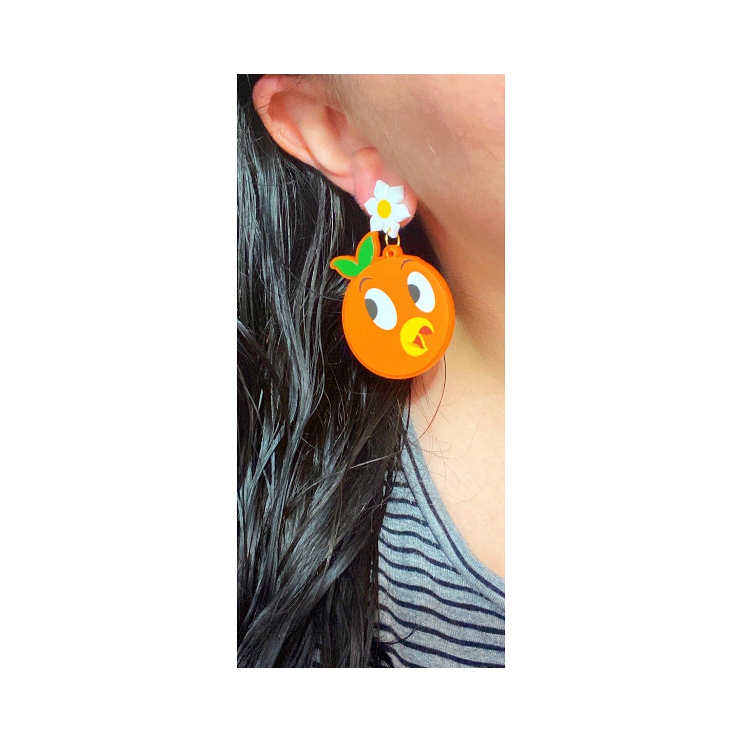 Orange Bird Acrylic Drop Earrings