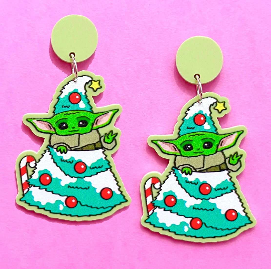 Space Child Christmas Tree Drop Earrings