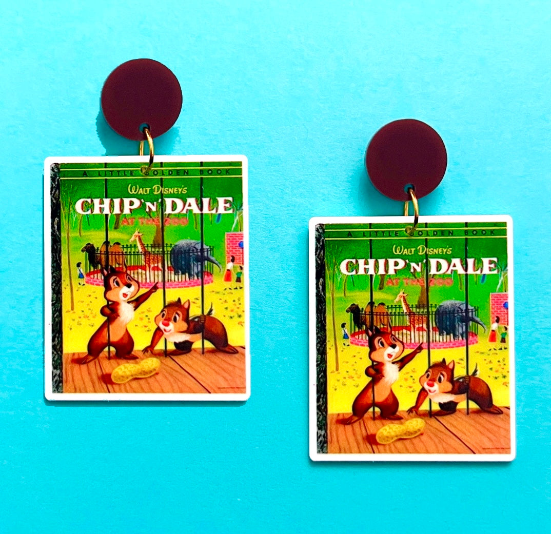 Chip & Dale Golden Book Acrylic Drop Earrings