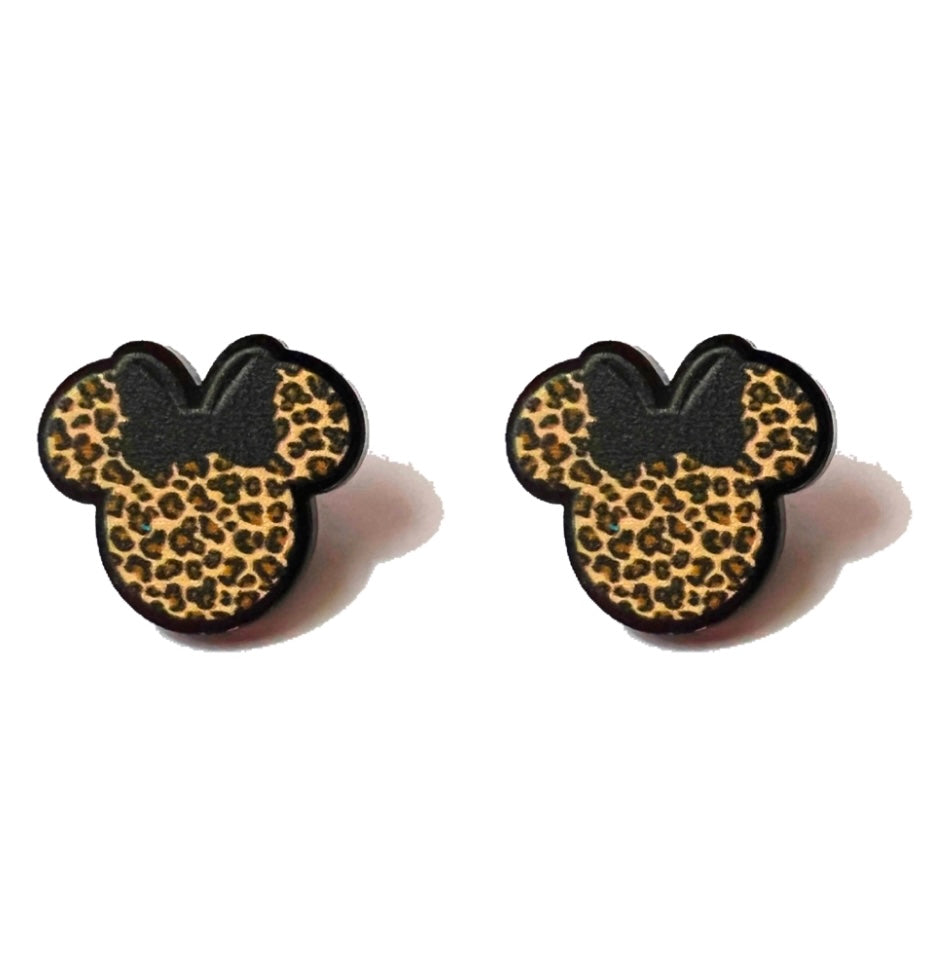 Minnie Leopard Acrylic Post Earrings