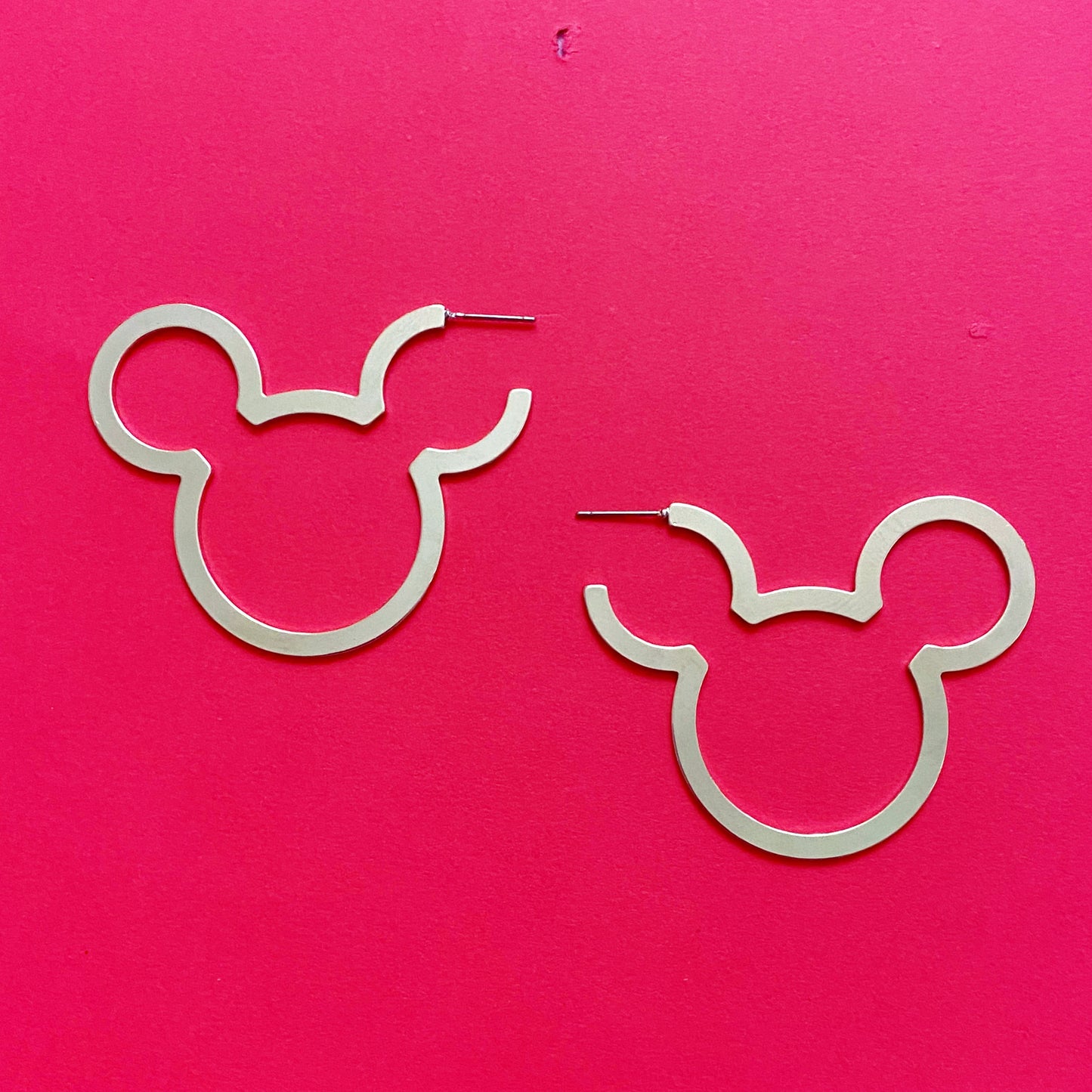 Silver Mouse Outline Hoop Earrings
