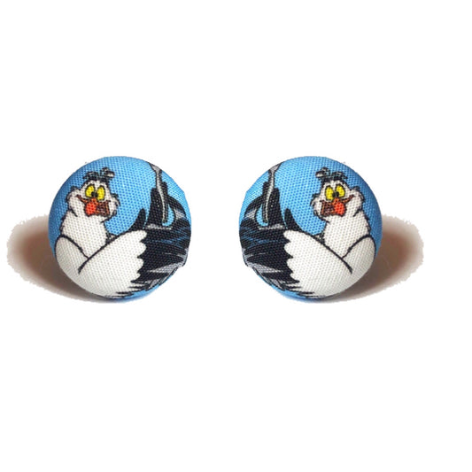 Scuttle The Seagull Fabric Button Earrings