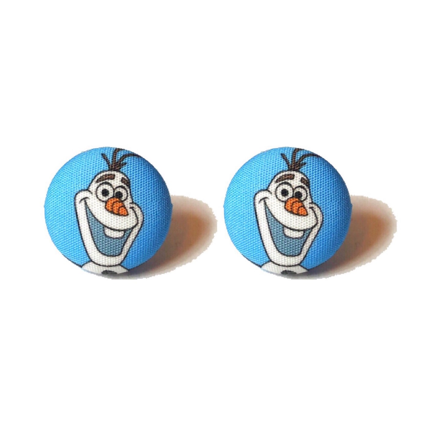 Snowman Fabric Button Earrings