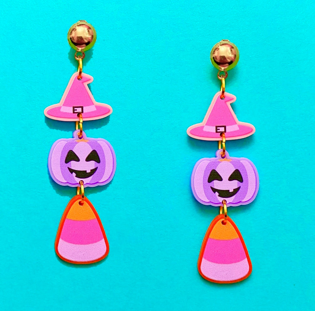 Pastel Spooky Tiered Acrylic Drop Earrings
