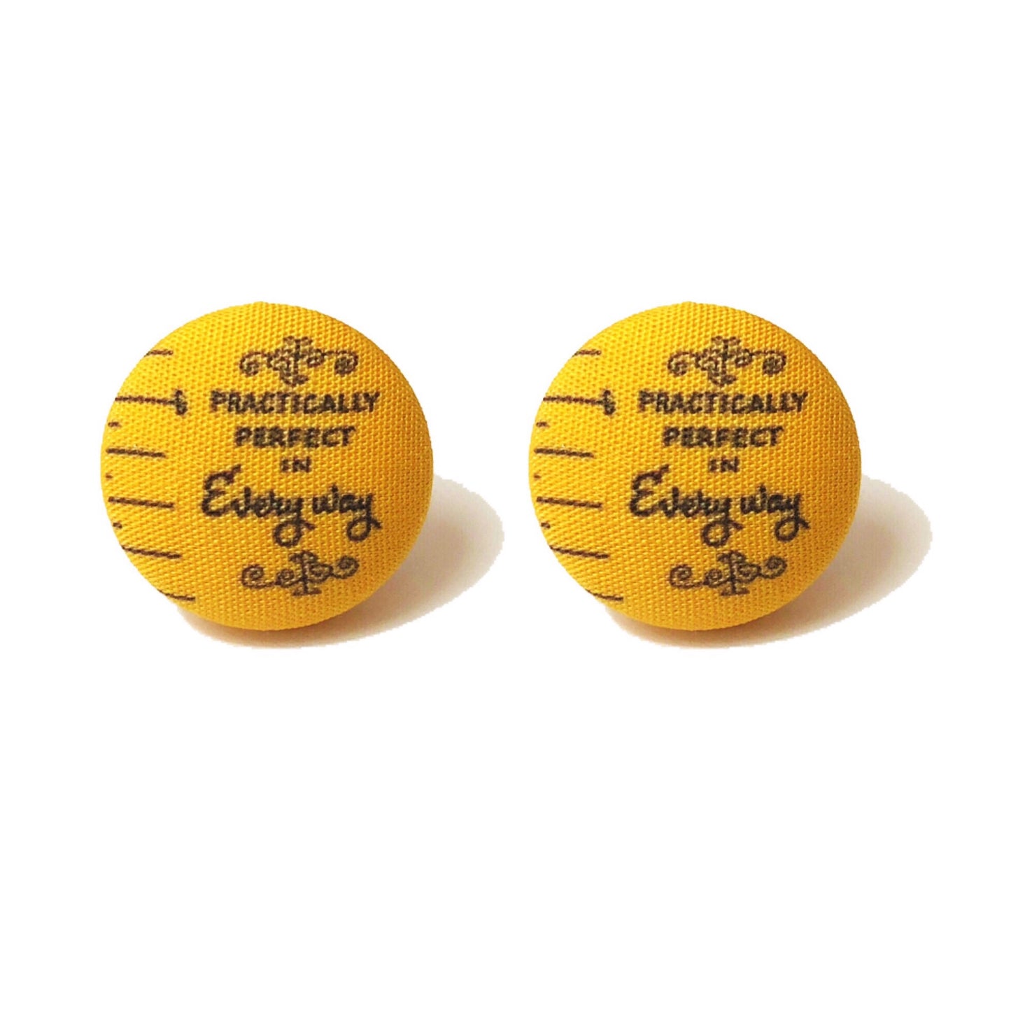 Practically Perfect in Every Way Fabric Button Earrings