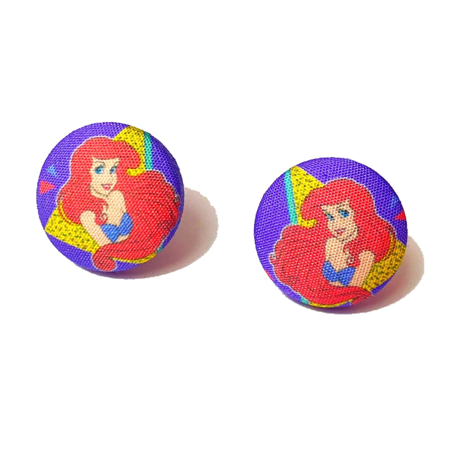90s Mermaid Fabric Button Earrings