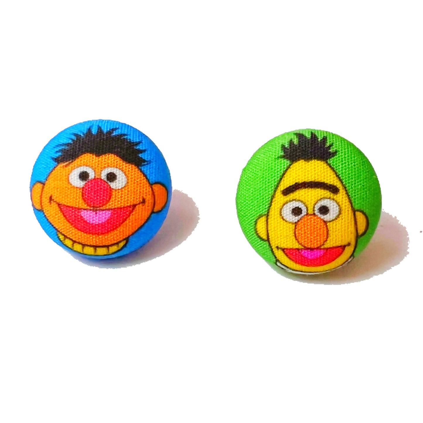 Bert & Ernie Fabric Button Earrings