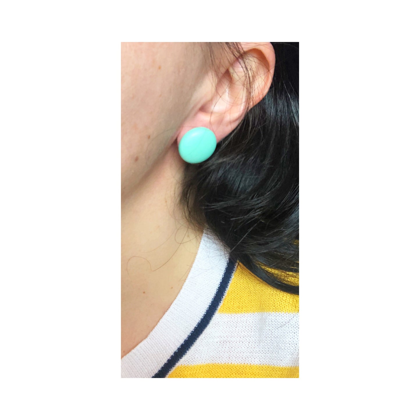Solid Mint Fabric Button Earrings