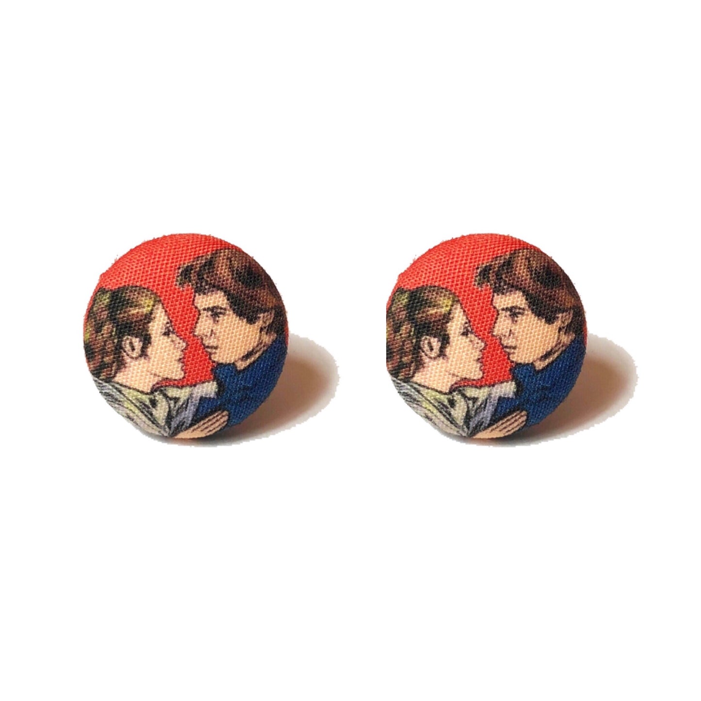 Han & Leia Fabric Button Earrings