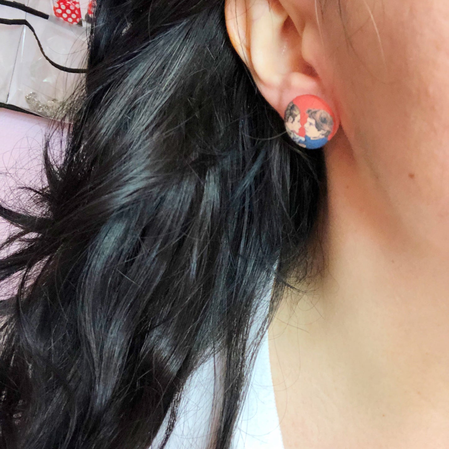 Han & Leia Fabric Button Earrings