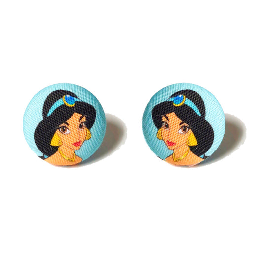 Jasmine Fabric Button Earrings
