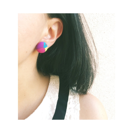 Jack & Sally Print Inspired Fabric Button Earrings