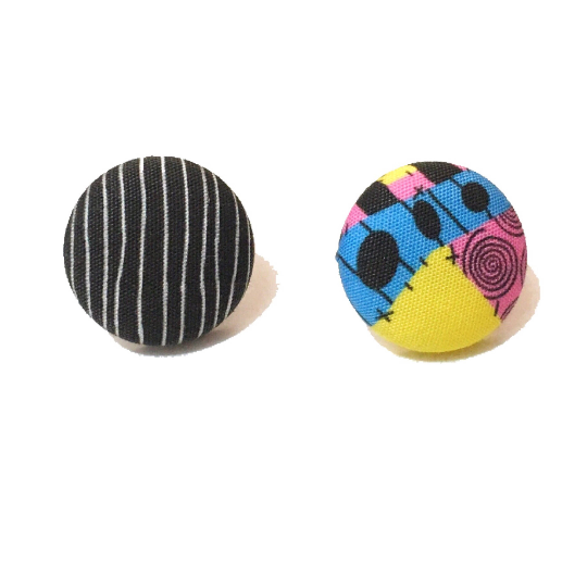 Jack & Sally Print Inspired Fabric Button Earrings