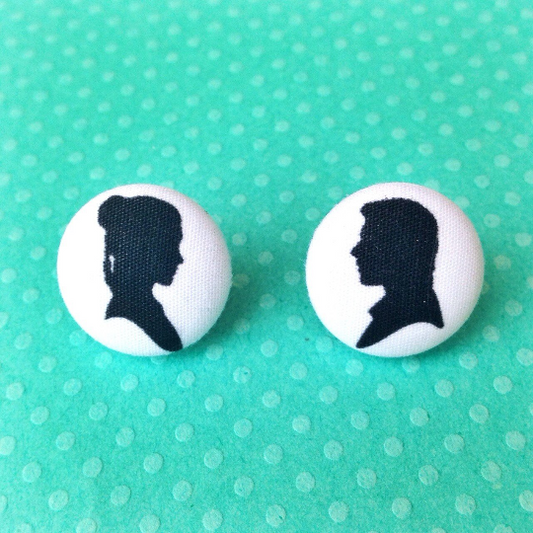 Leia & Han Silhouette Fabric Button Earrings