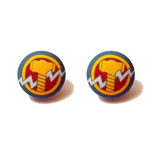 God Of Thunder Fabric Button Earrings