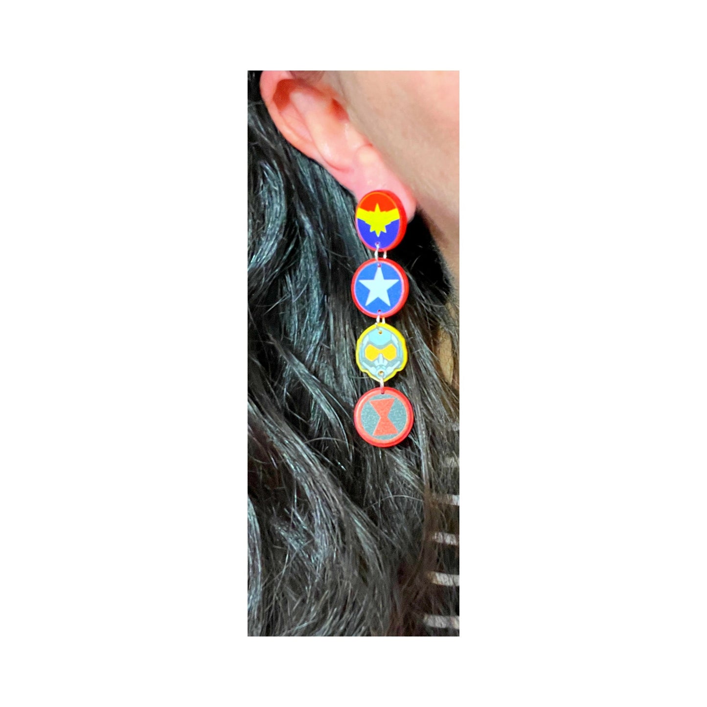 Female Superhero Squad Tiered Drop Earrings
